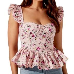 Floral Ruffle Sleeve Top